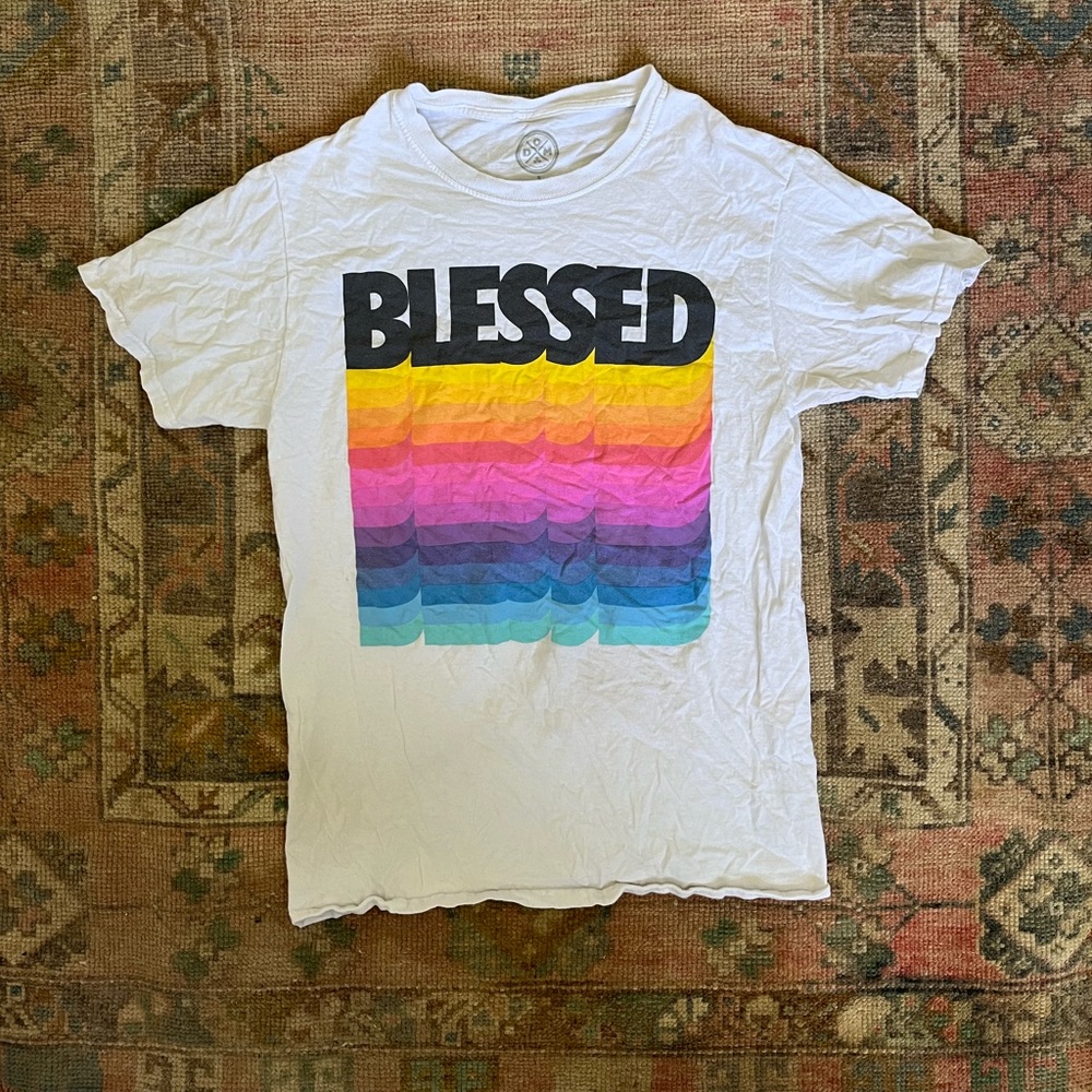 Blessed Rainbow White Graphic Tee